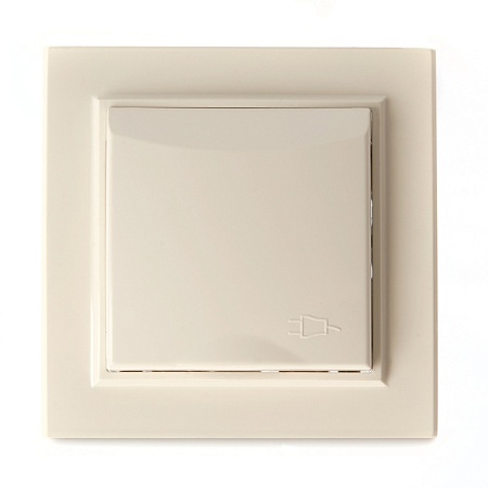 Розетка 1-местная с/з с крышкой, STEKKER, PST16-9012-02, 250В,16А с защитной шторкой, серия Эрна, слоновая кость - фото