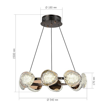 Светильник подвесной ST-Luce черный/ золотистый / прозрачный LED 1*64W 4000K SL6018.203.64 - фото