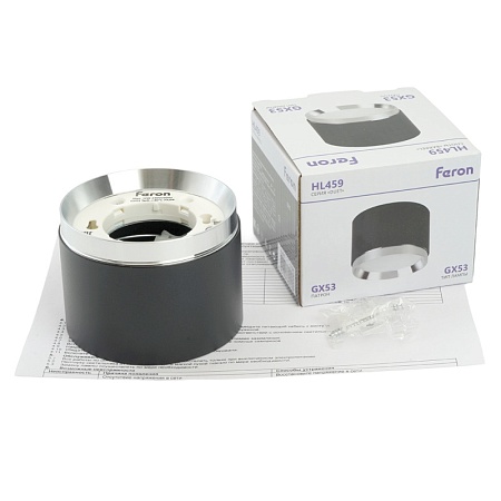 Светильник потолочный Feron Barrel DUET HL459 12W, 230V,GX53, черный + хром IP20 - фото