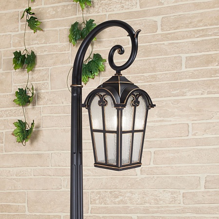 Уличный светильник на столбе Mira F черное золото IP33 GL 1001F Elektrostandard - фото