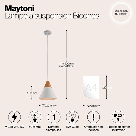 Подвесной светильник Maytoni Bicones P359-PL-01-W - фото