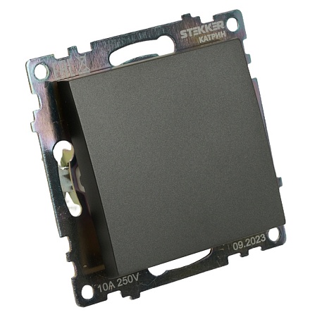 Выключатель 1-клавишный (механизм) 250В, 10А, серия Катрин, графит, GLS10-7103-06 - фото