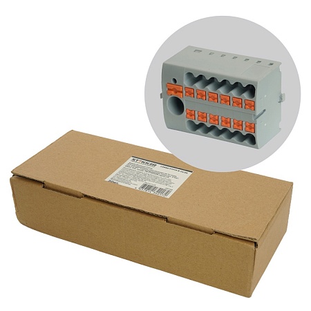 Зажим блочный (групп) для распред.тока нагрузки push-in на 12 точек, сеч 2,5 мм2, 690V,41А,1точка интегр. питание,  LD580 PTFIX 6-12/25 - фото