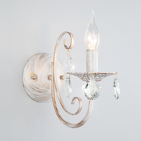 Настенный светильник Eurosvet 3305/1 белый с золотом / прозрачный хрусталь - фото