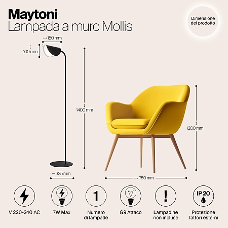 Напольный светильник (торшер) Maytoni Mollis MOD126FL-01B - фото