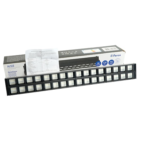 Светодиодный светильник Feron AL123 трековый однофазный на шинопровод 2*30W 4000K 60 градусов черный - фото