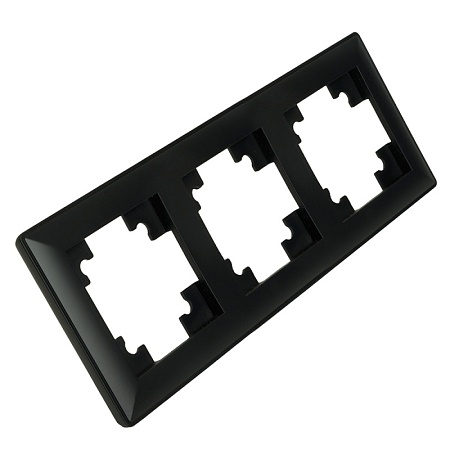 Рамка STEKKER, PFR00-7003-05 3-местная, пластик, серия Катрин, черный - фото
