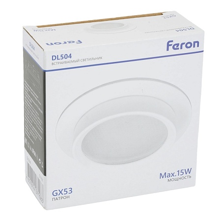 Светильник встраиваемый Feron DL504 потолочный GX53 белый круг IP44 - фото