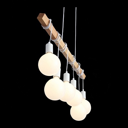 Светильник подвесной Белый, Светлое дерево E27 6*60W SL1142.503.06 - фото