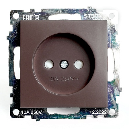 Розетка 1-местная б/з (механизм), STEKKER GLS10-7109-04, 250V, 10А с защитной шторкой, серия Катрин, шоколад - фото