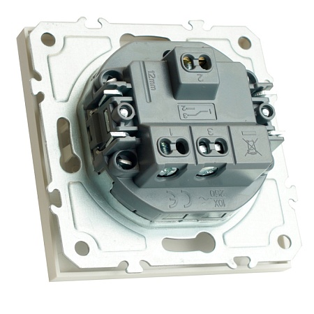 Переключатель 1-клавишный (механизм), STEKKER, 250В, 10A, серия Эмили, RSW10-5105-01, белый фарфор, soft touch - фото