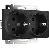 Розетка двойная с заземлением черный W1272008