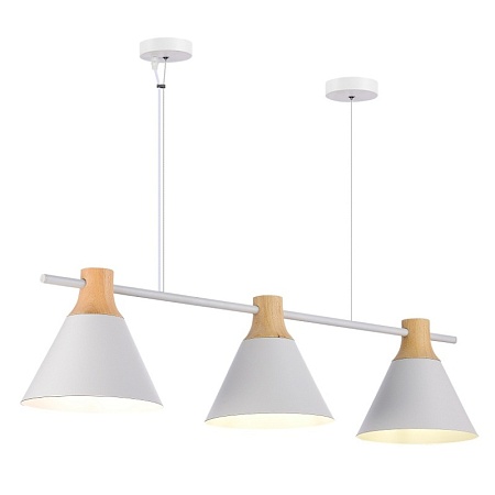 Светильник подвесной Белый/Белый, Светлое дерево E27 3*60W SLE125103-03 - фото