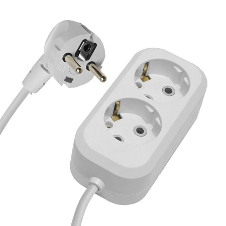 Удлинитель Stekker 2-местный с/з STEKKER, HM01-21-02, 2м, 3x0,75, серия Home (У10-001), белый - фото