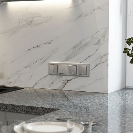 Рамка на 4 поста Stark (серебряный матовый) W0041865 - фото