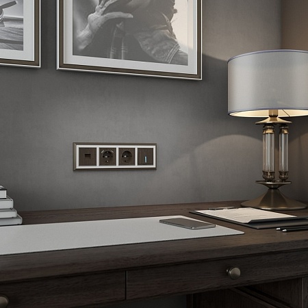 Клавиша для выключателя c подсветкой бронзовый WL12-SW-1G-LED-CP - фото