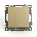Выключатель 3-клавишный (механизм), STEKKER, GLS10-7108-08 , 250В, 10А, серия Катрин, золото - фото
