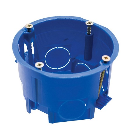 Подрозетник STEKKER EBX20-02-2 с лапками для полых стен, синий - фото