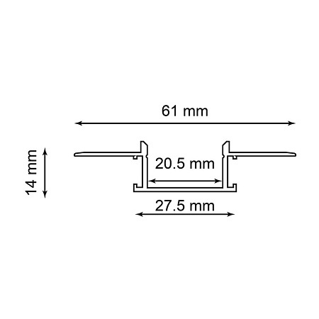 Профиль алюминиевый встраиваемый скрытый, серебро, CAB254 - фото