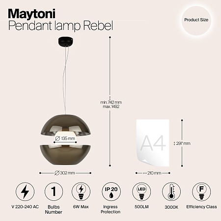 Подвесной светильник Maytoni Rebel MOD322PL-L6G3K - фото