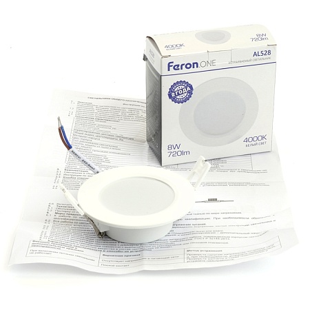 Светодиодный светильник Feron.ONE AL528 встраиваемый 8W 4000K белый - фото