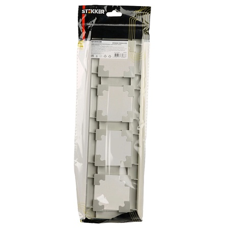 Рамка STEKKER, PFR00-7004-03 4-местная, пластик, серия Катрин, серебро - фото