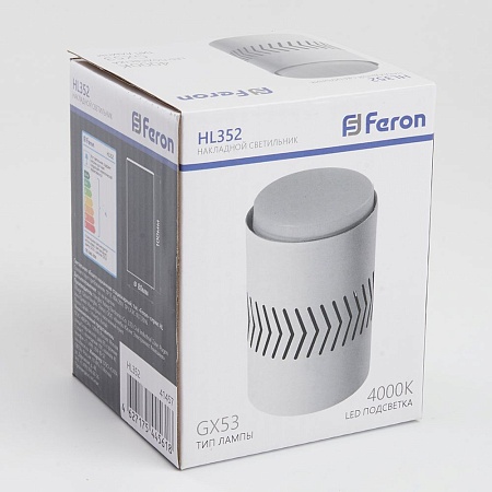 Светильник потолочный Feron HL352 12W, 230V, GX53 и подсветка 1W, 4000K, белый - фото