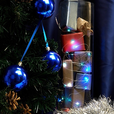 Светодиодная гирлянда Feron CL588 линейная Роса, 5000К, 2м, с питанием от батареек, прозрачный шнур - фото