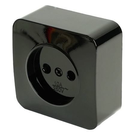 Розетка 1-местная б/з открытой установки, STEKKER, 250В, 10А, IP20, серия София, черный, MST10-11-02 - фото