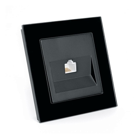 Розетка компьютерная 1-местная RJ-45,STEKKER, GLS00-7007-05, серия Катрин, черный - фото