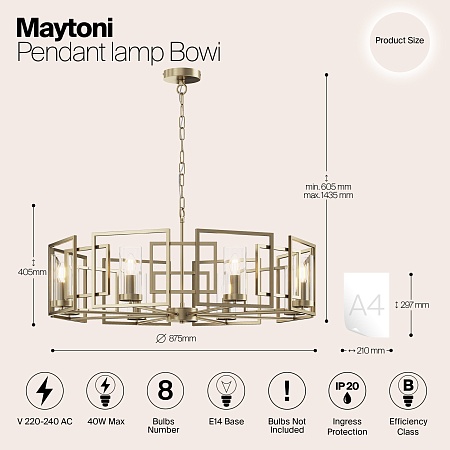 Подвесной светильник Maytoni H009PL-08G - фото