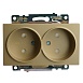 GLS16-7114-08 Розетка 2-местная с защитной шторкой (механизм) с/з, 250В, 16А, серия Катрин, золото - фото