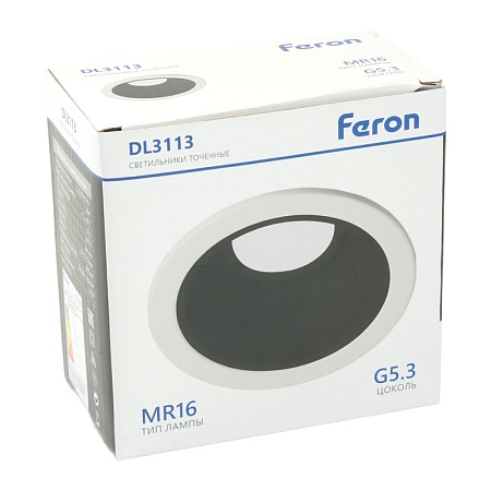 Светильник встраиваемый Feron DL3113 потолочный MR16 G5.3 белый + черный - фото