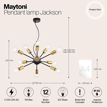 Подвесной светильник Maytoni T546PL-12B - фото