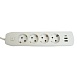 Удлинитель 4-местный c/з 3x1 мм2, 1,8 м, 250В, 10А, 2USB+1Type-C 2,4А, серия Home plus, белый STEKKER HM08-43-02 - фото