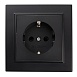 Розетка 1-местная c/з STEKKER, PST16-9010-03, 250В, 16А, с защитной шторкой, серия Эрна, черный - фото