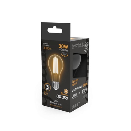 Светодиодная филаментная лампа Gauss FILAMENT A70 30W 3000Lm 2700K E27 102902130 - фото