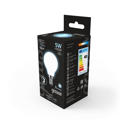 Светодиодная лампа Gauss Шар 5W 450Lm 4100K E14 105201205 - фото