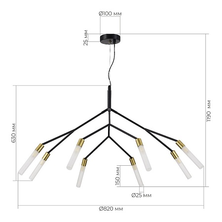 Светильник подвесной Черный, латунь/Белый G9 8*5W SLE1129-403-08 - фото