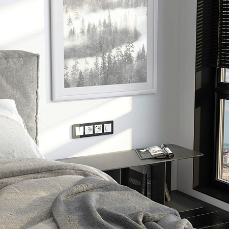 Рамка на 4 поста Elite (черный, стекло) W0042448 - фото