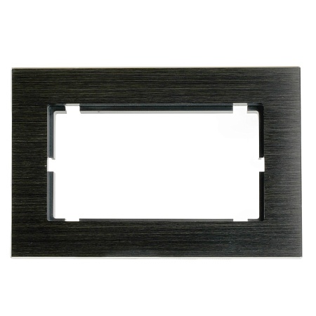 Рамка  2-местная (без перемычки), металл, STEKKER, MFR00-7012-05, серия Катрин, черный - фото