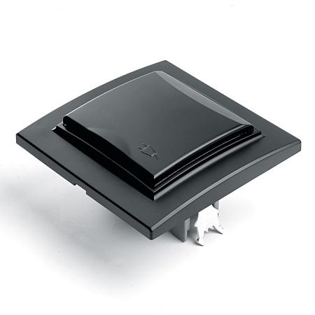 Выключатель 1-клавишный c индикатором STEKKER, PSW10-9001-03, 250V, 10А, серия Эрна, черный - фото