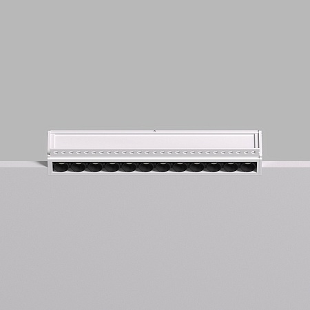 DK2532-WB Встраиваемый светильник SPACE со светодиодом под шпатлевку L240mm 220V 20W 38° 4000К IP20 белый/черный алюминий - фото
