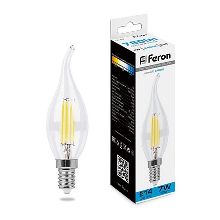 Лампа светодиодная Feron LB-67 Свеча на ветру E14 7W 230V 6400K - фото