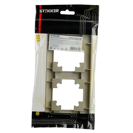 Рамка STEKKER, PFR00-7002-08 2-местная, пластик, серия Катрин, золото - фото