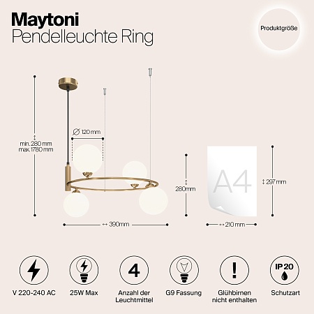 Подвесной светильник Maytoni Ring MOD013PL-04BS1 - фото