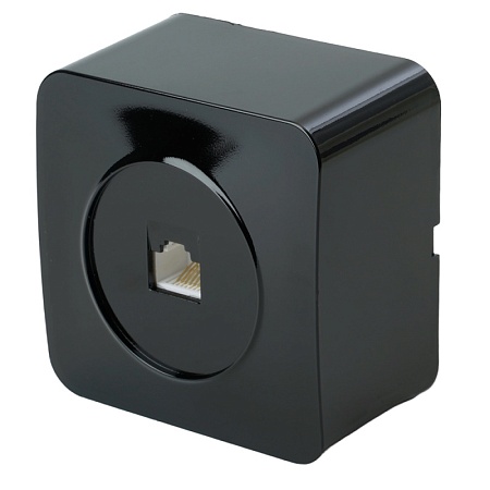 Розетка RJ-45 открытой установки, 1-местная, STEKKER, серия София, черный, MST00-20-02 - фото