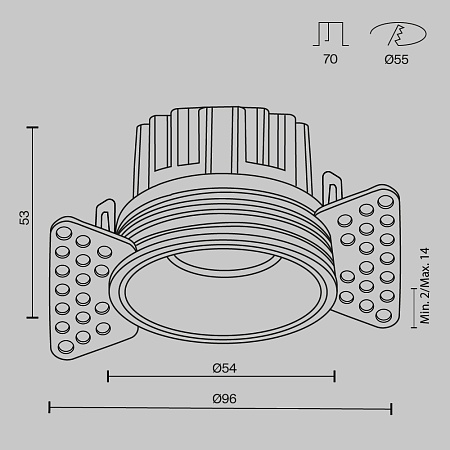 Встраиваемый светильник Technical Round DL058-7W3K-TRS-BS - фото