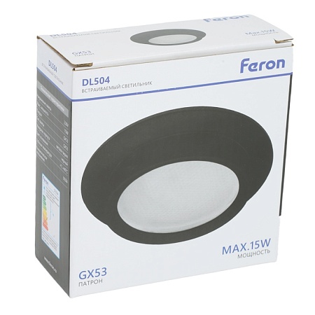 Светильник встраиваемый Feron DL504 потолочный GX53 черный круг IP44 - фото