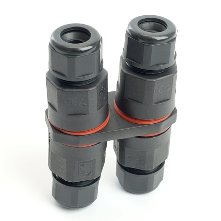 Соединитель-коннектор LD542  3-контактный на 4 выхода, с СМК221 пружинным контактом IP68, черный - фото